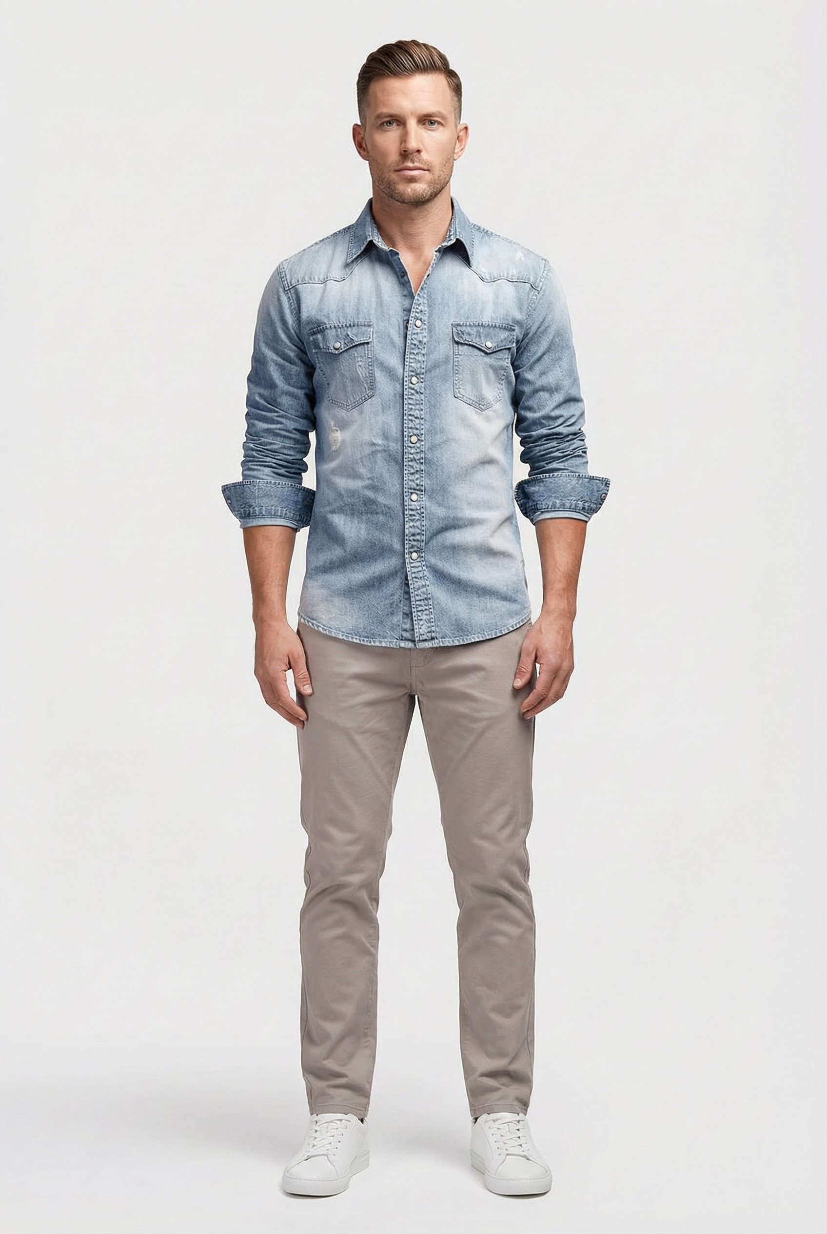 Grayson | Men's Slim Fit Cotton Blend Denim Shirt
