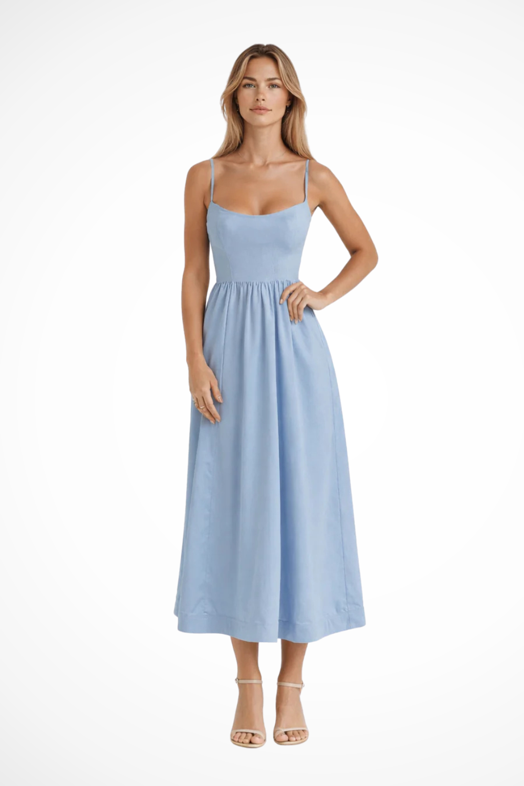 Darla | Women's A-Line Midi Dress with Slim Straps