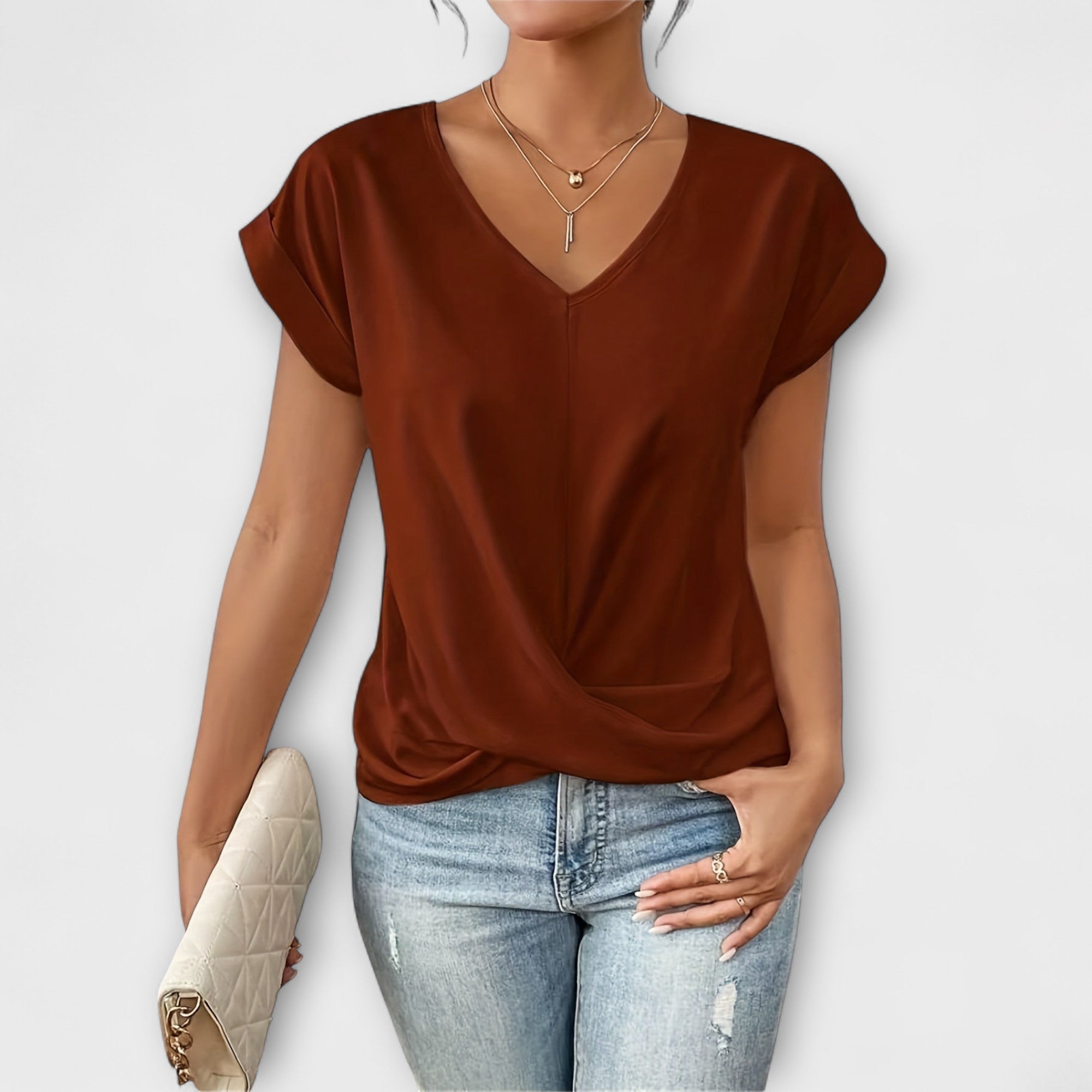 Clara | Women's Elegant V-Neck Top with Buttons