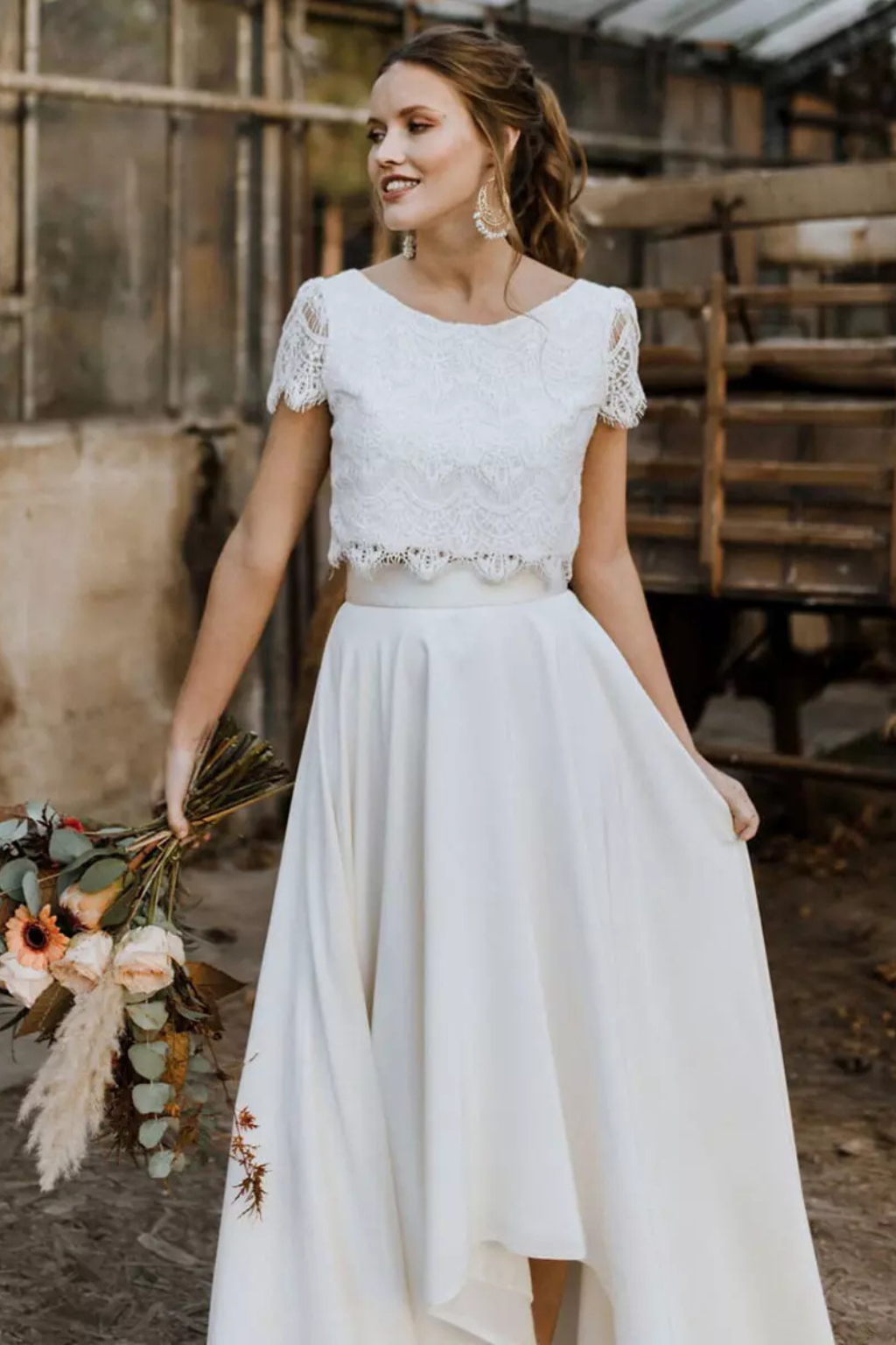 Trisha | Women's Lace Crop Top Maxi Skirt Set