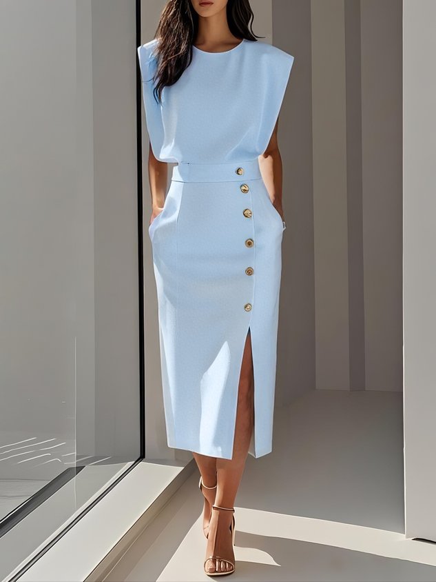 Patti | Women's Midi Dress with Button Detail