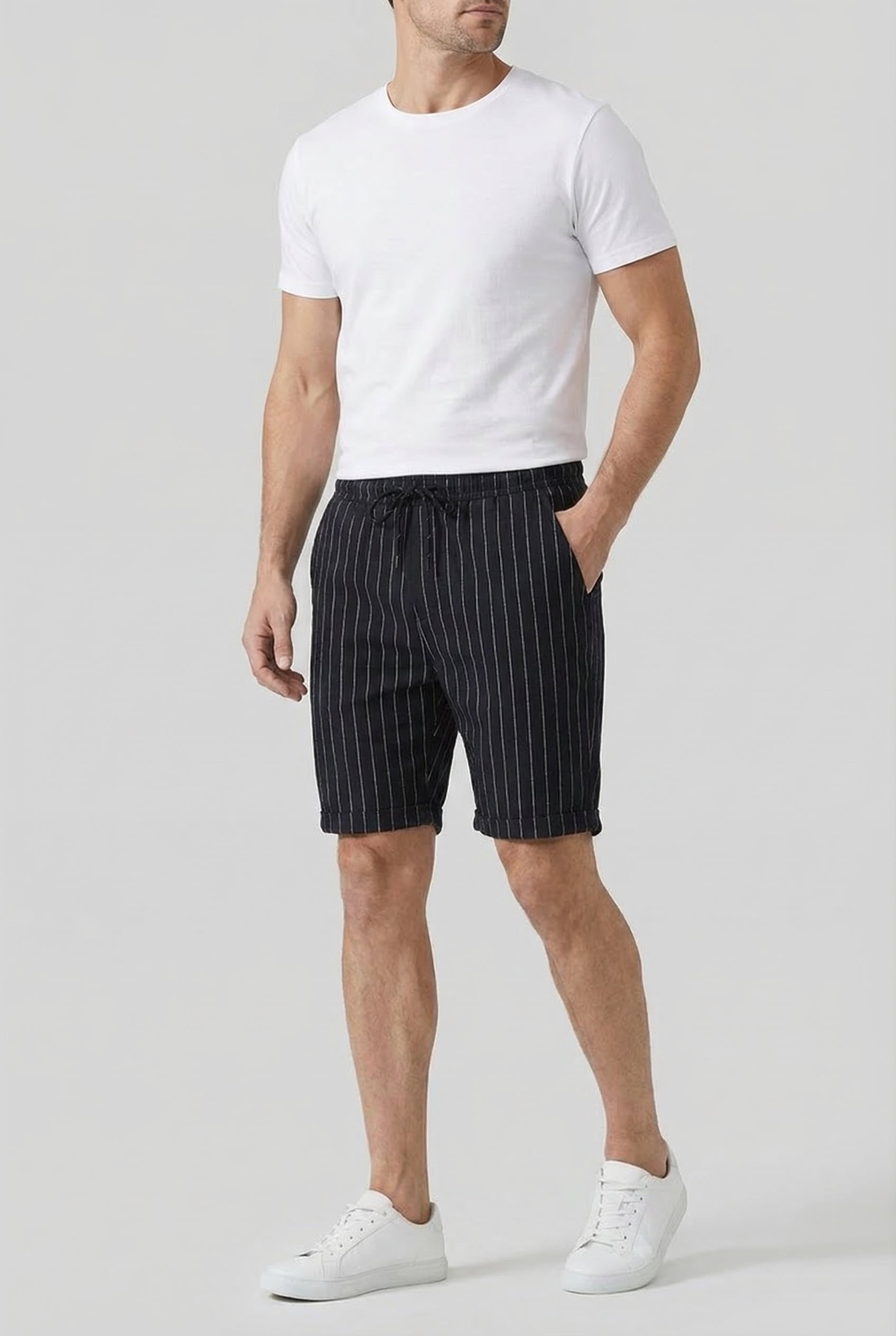 Wayne | Men's Linen-Blend Pinstripe Shorts
