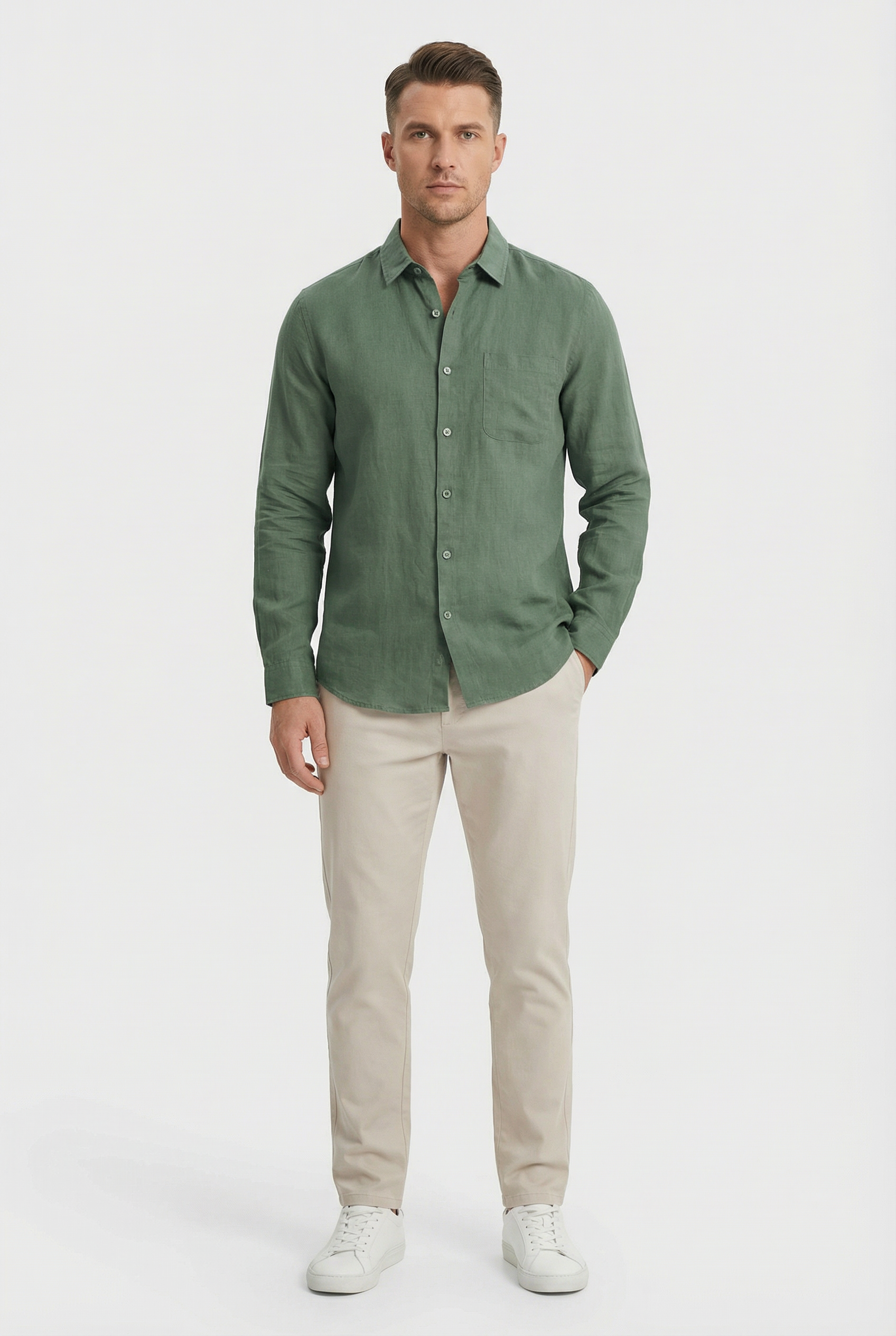Jonathan | Men's Linen Long Sleeve Relaxed Shirt