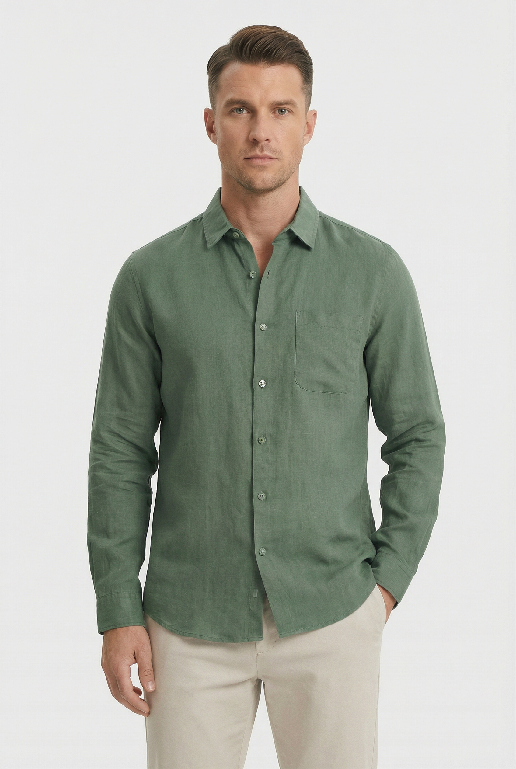 Jonathan | Men's Linen Long Sleeve Relaxed Shirt