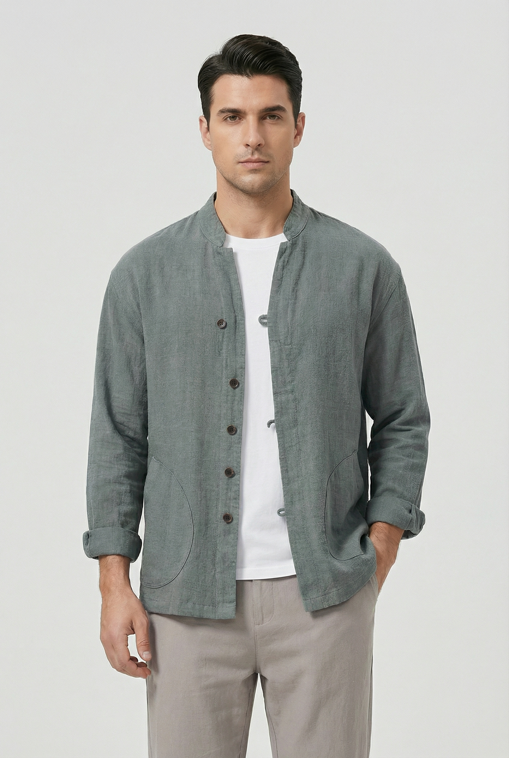 Isaac | Men's Linen Long Sleeve Shirt Jacket