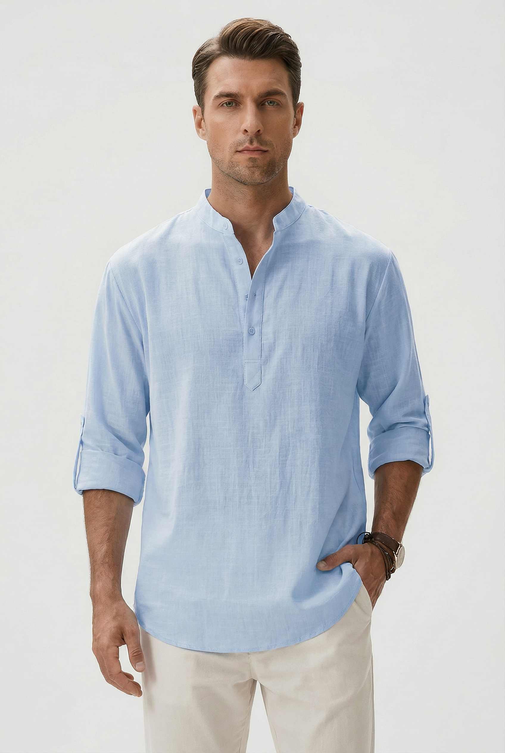 Robert | Men's Linen Rolled-Up Sleeve Summer Shirt