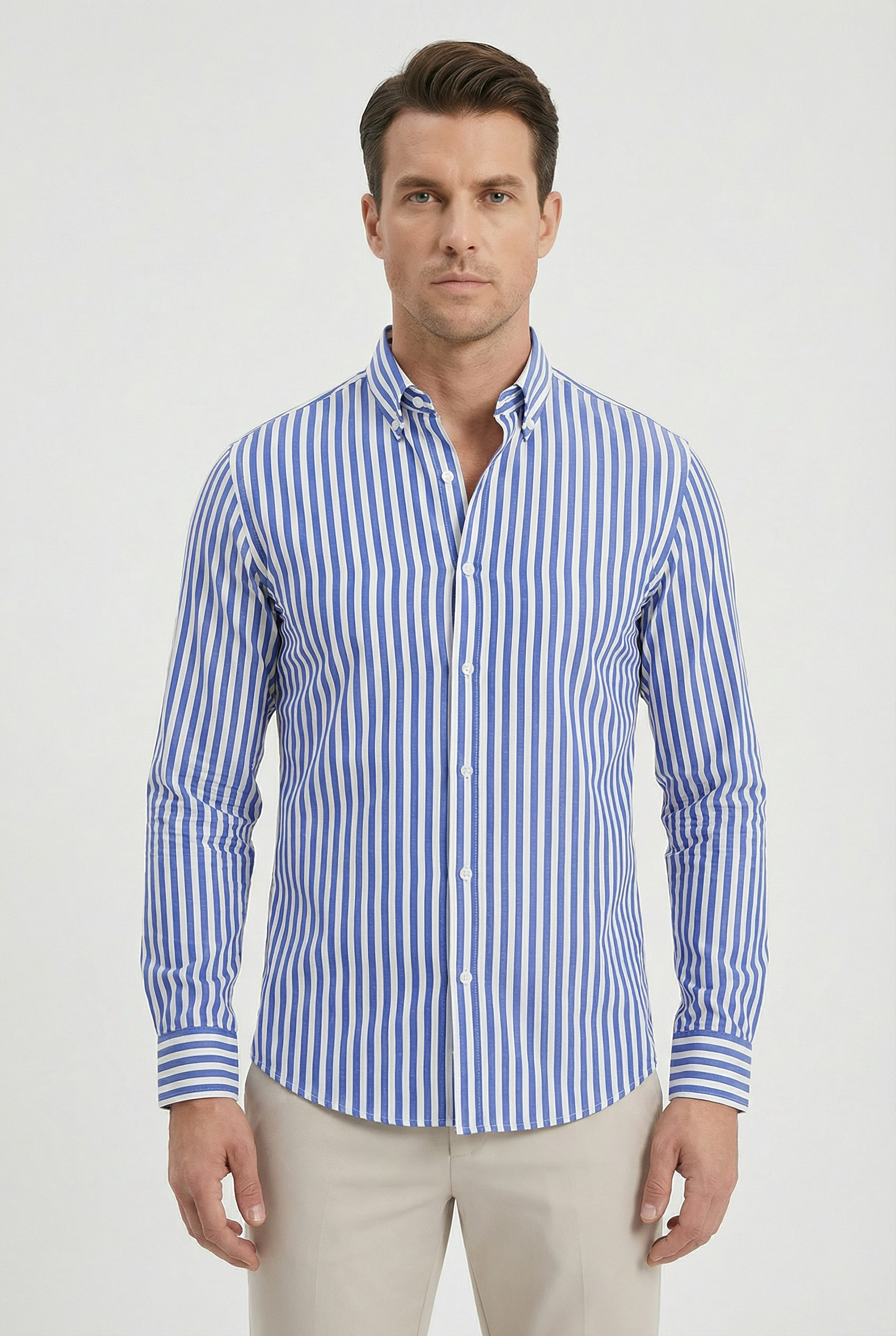 Leon | Men's Dress Shirt Slim Fit Long Sleeve Striped