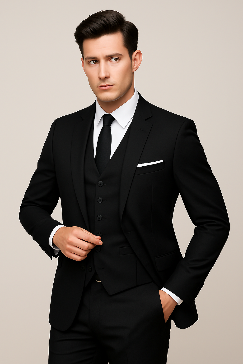 Men's Suit Three Piece Formal Jacket Vest Trousers Ideal for Weddings and Events