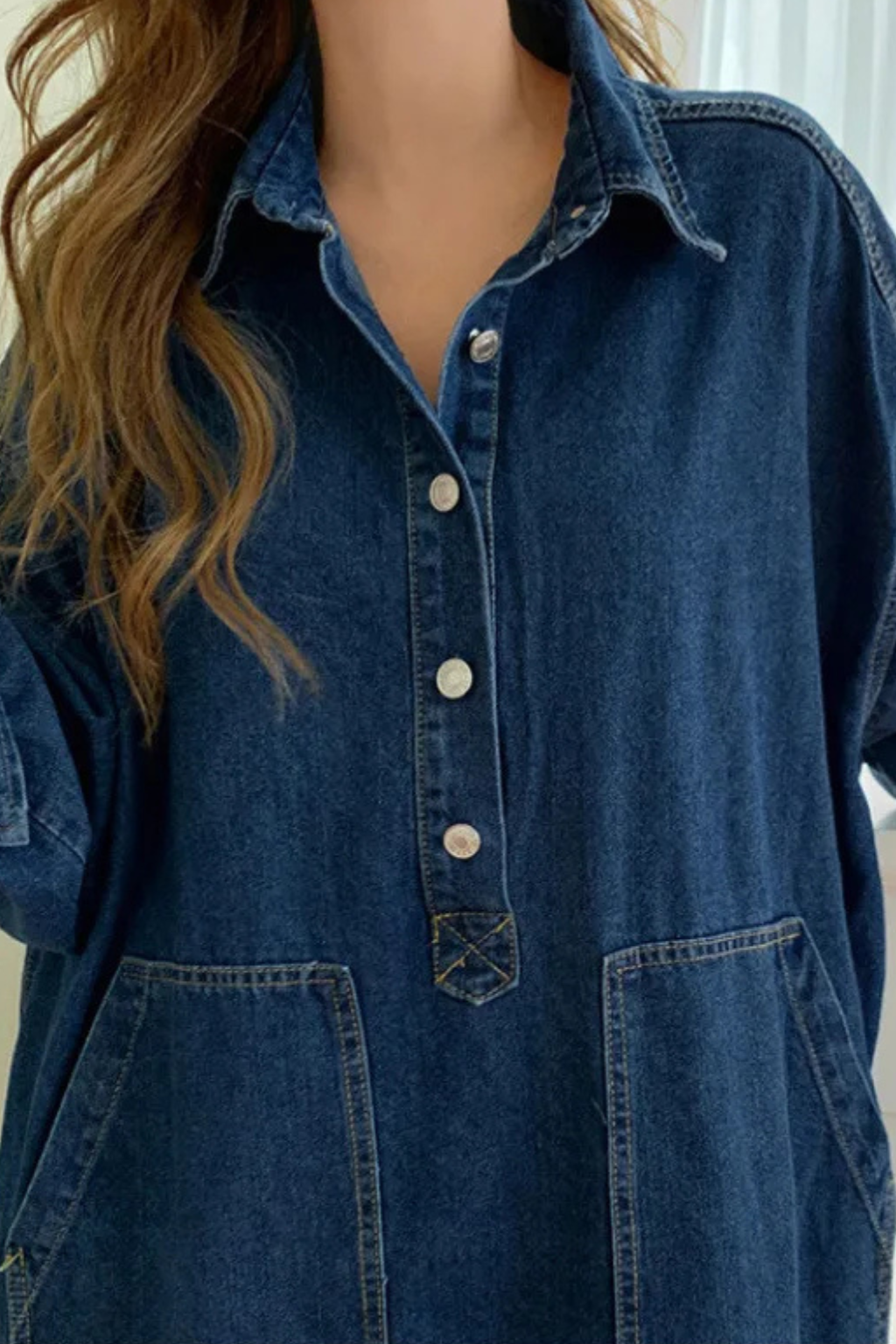Gabby | Women's Denim Oversized Maxi Dress with Pockets