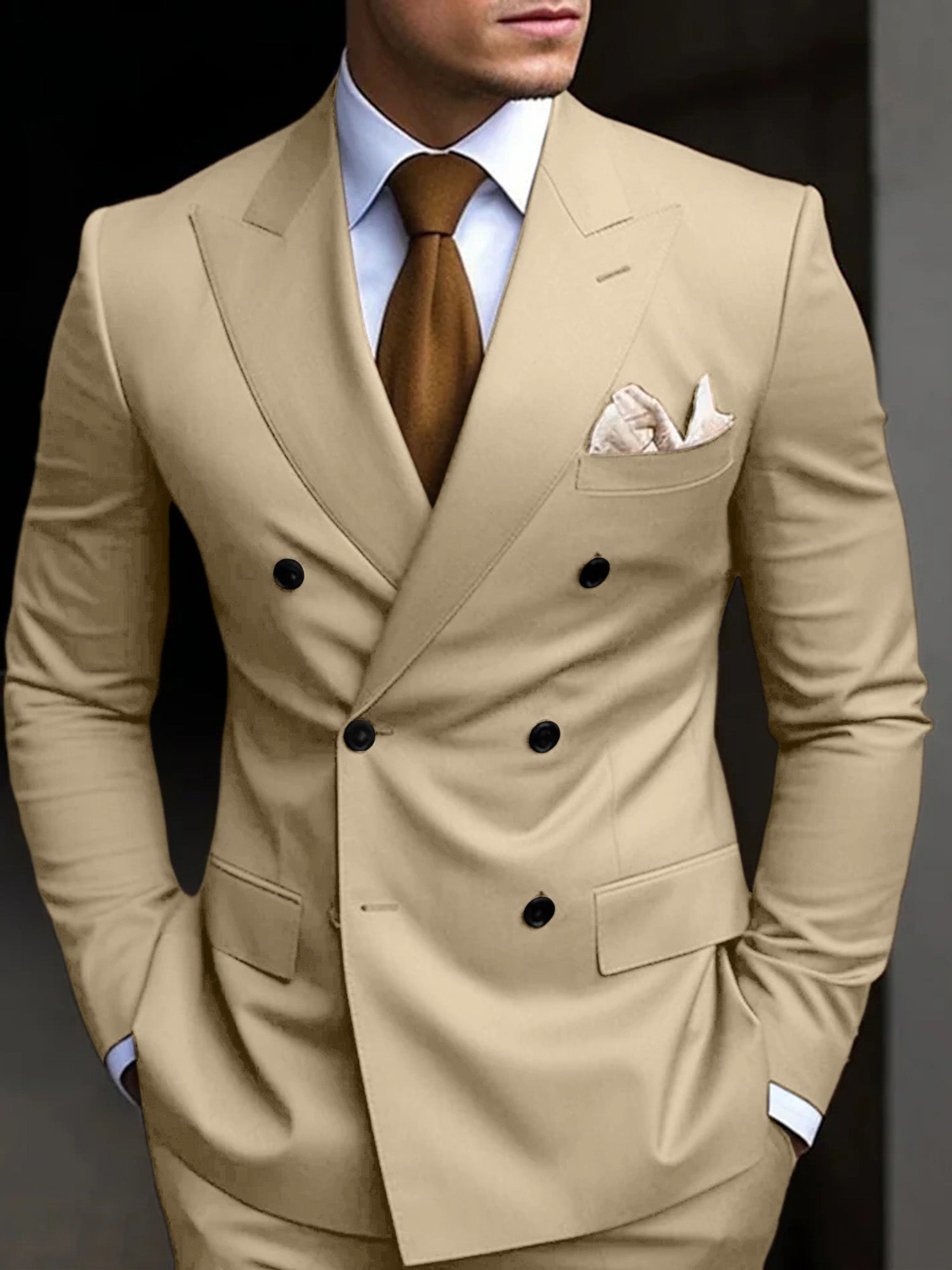 Michael | Men's Suit Cotton Blend Double Breasted