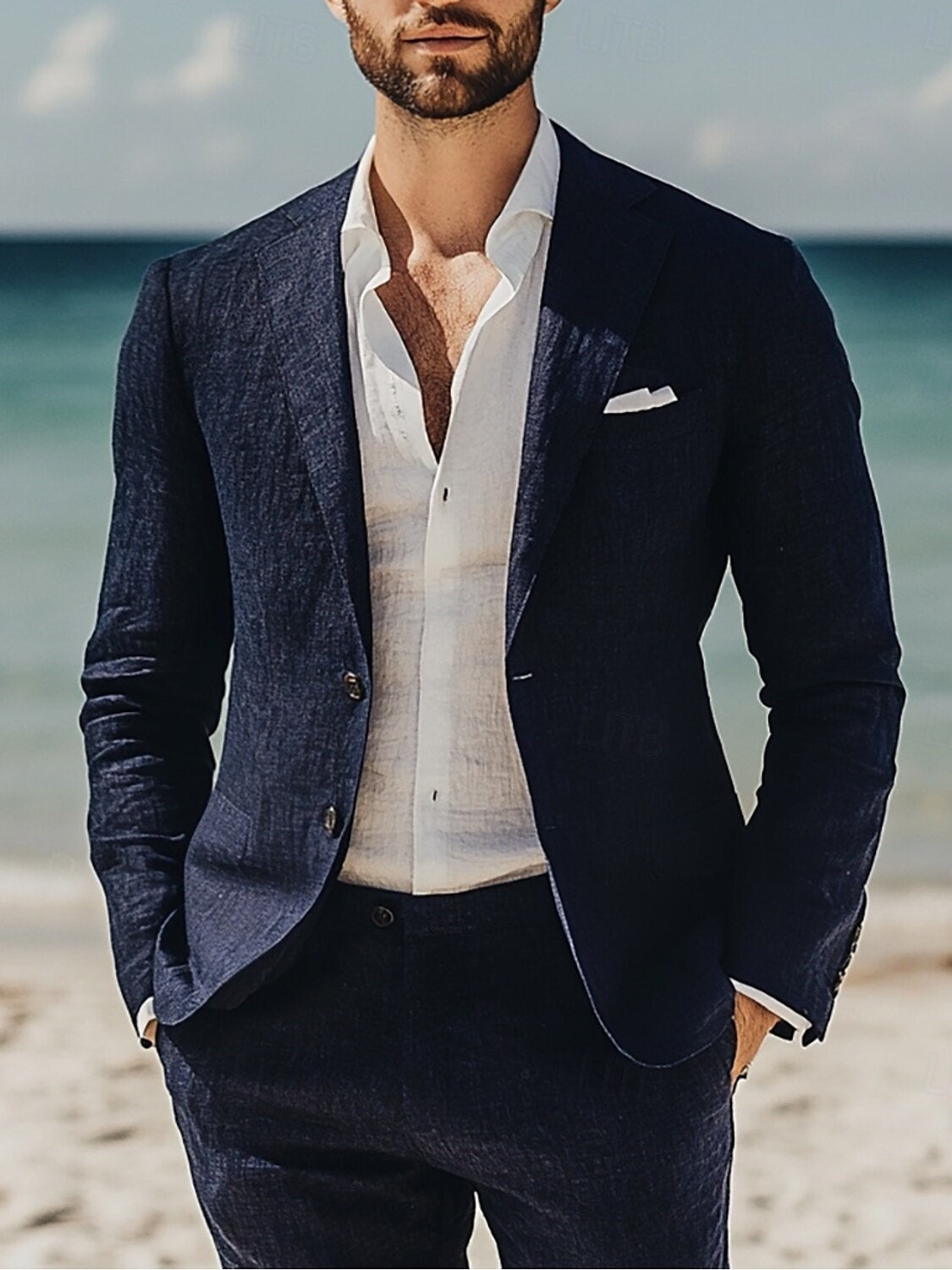 Nathan | Men's Linen Suit with Notch Lapel