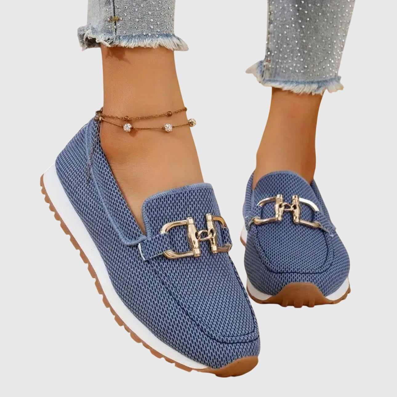 Olivia | Women's Black Loafers with Buckle Detail