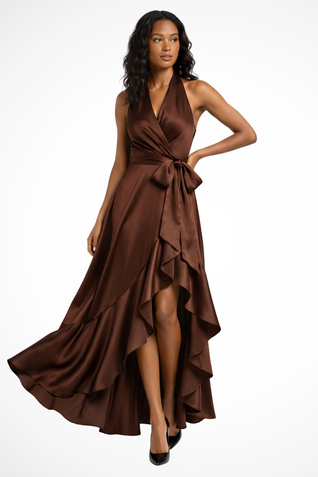 Wilma | Women's Halter Maxi Dress with Slit Detail