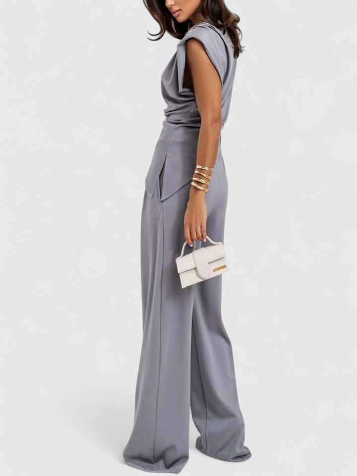 Sharon | Women's Elegant Sleeveless Top and Pants Set