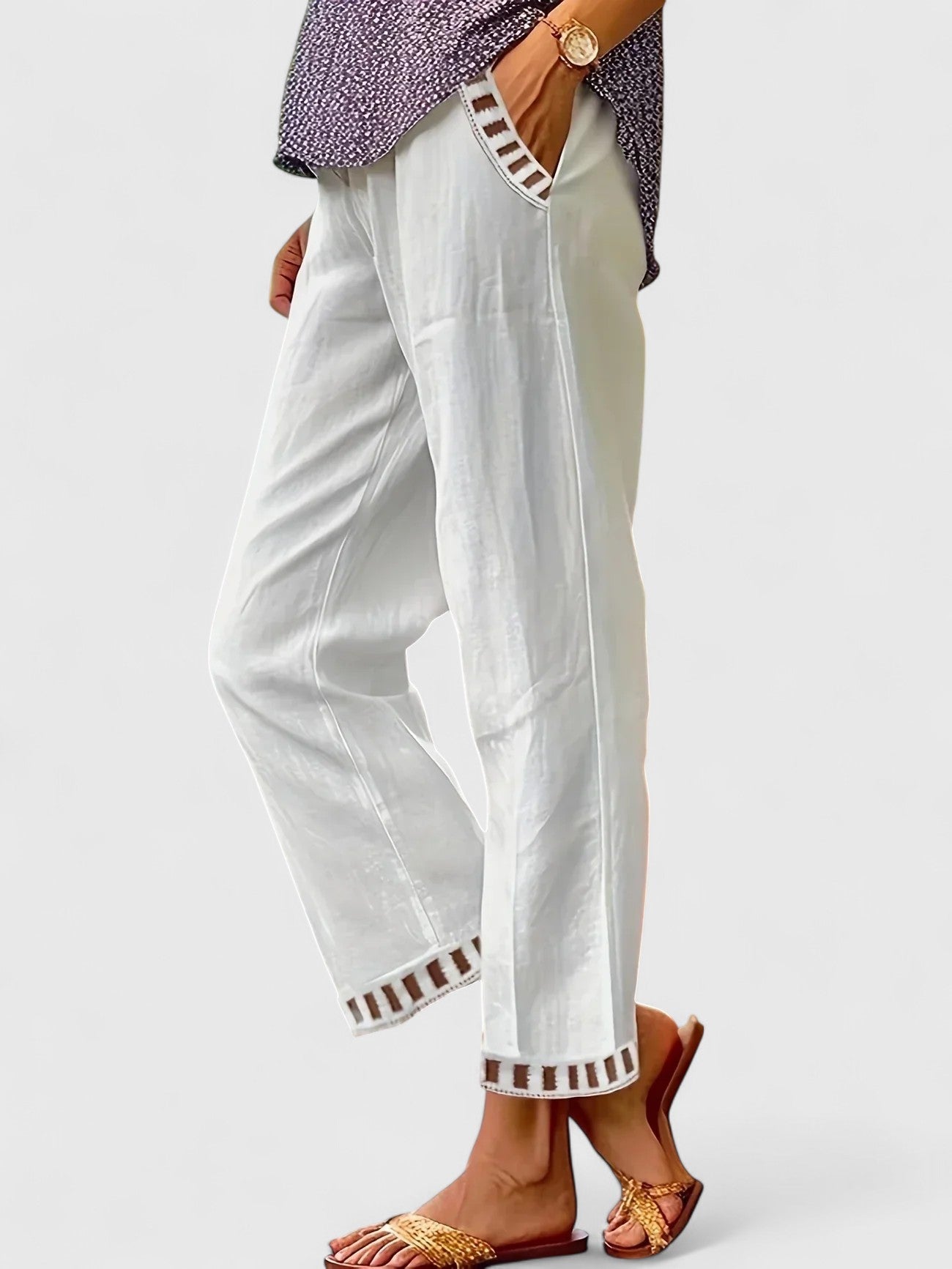 Mallory | Women's Cropped Contrast Trim Pants