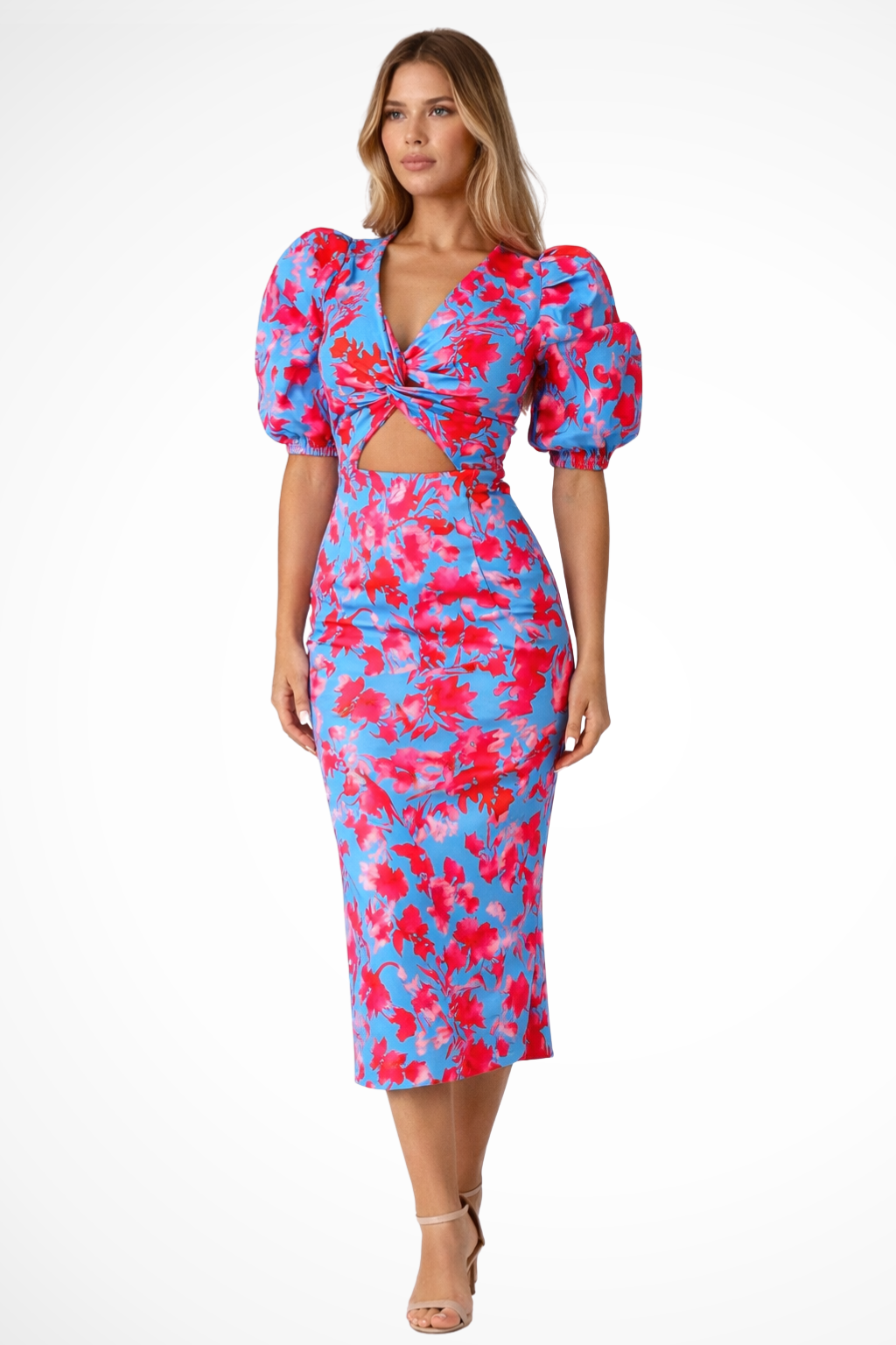 Lorraine | Women's Floral Twist Front Midi Dress
