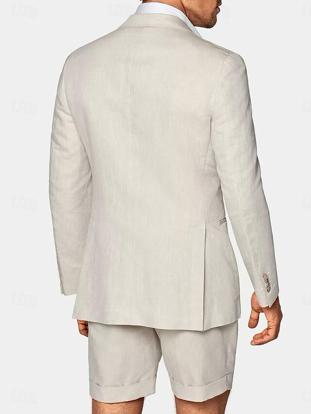 Archie | Men's Linen Suit Set With Notch Neckline