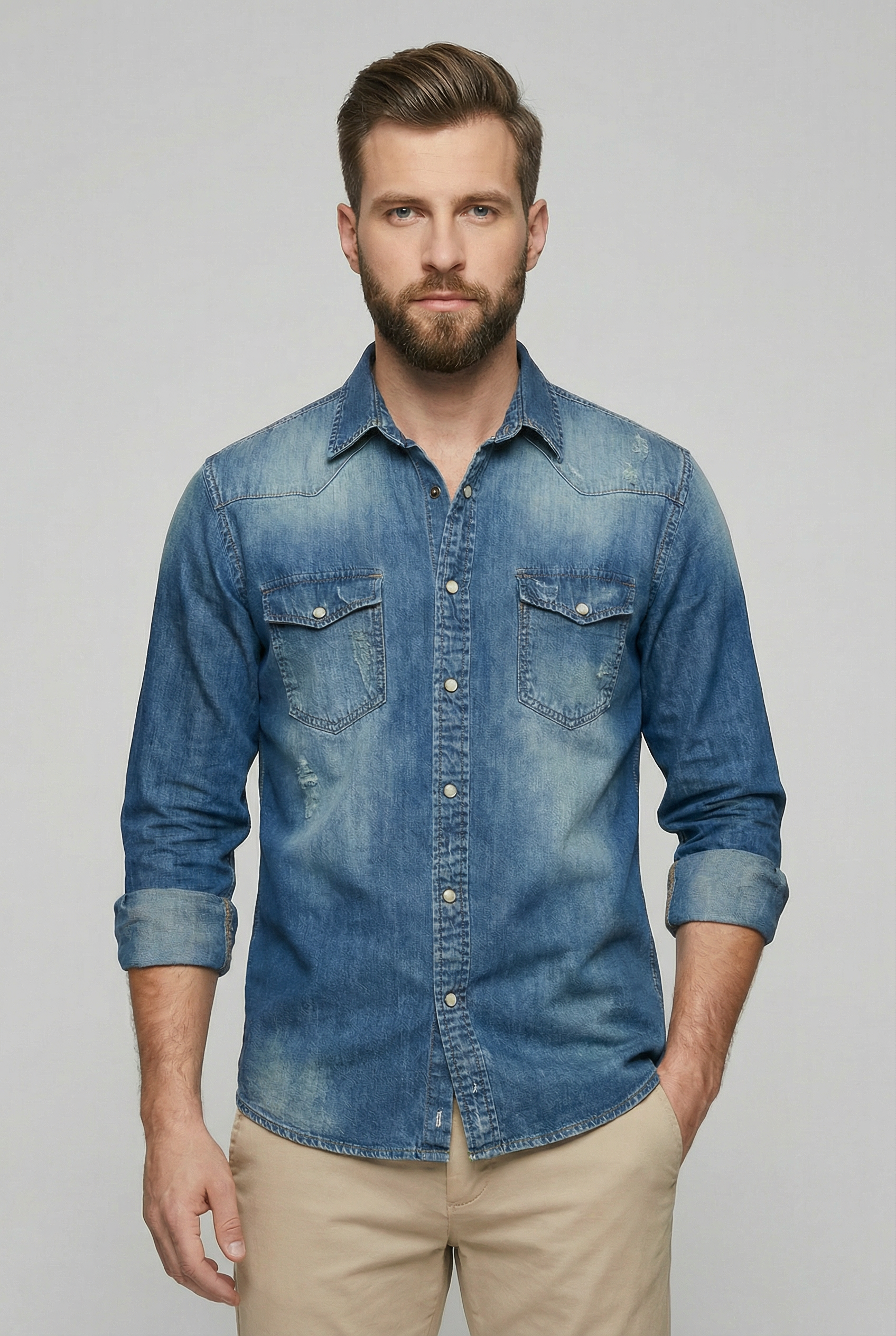 Grayson | Men's Slim Fit Cotton Blend Denim Shirt