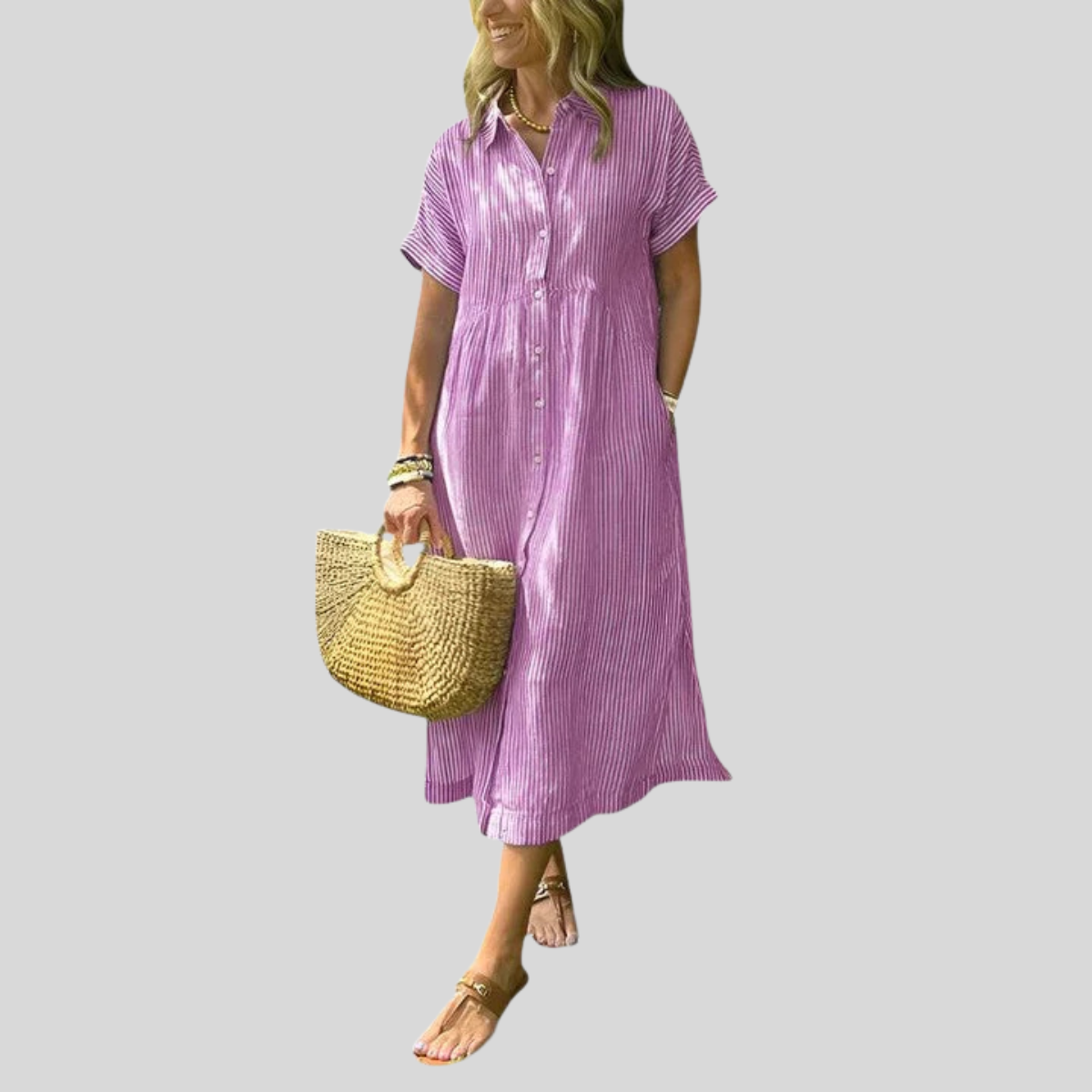 Lara | Women's Vertical Stripe Comfortable Dress