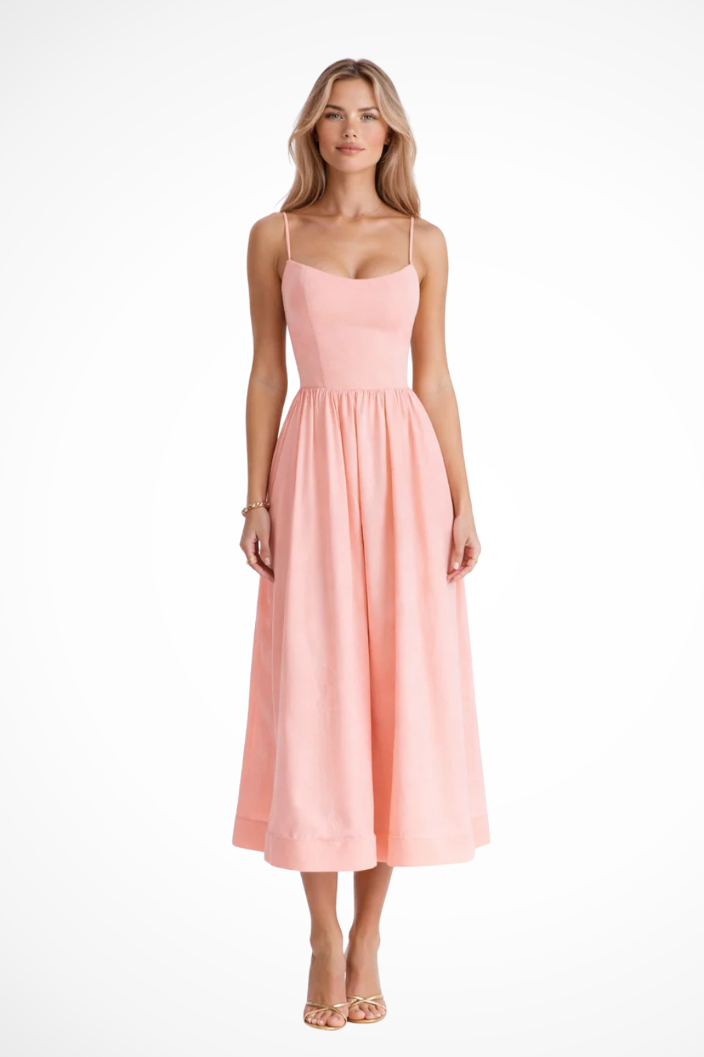 Darla | Women's A-Line Midi Dress with Slim Straps