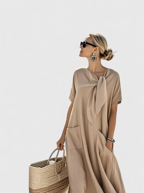 Susie | Women's Elegant Summer Maxi Dress with Neck Tie