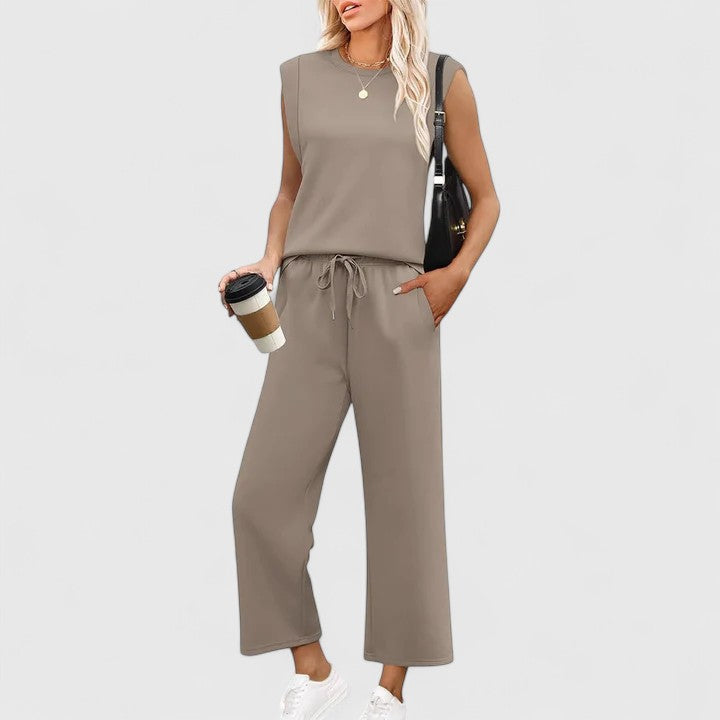 Ava | Women's Elegant Two-Piece Set with Wide-Leg Pants