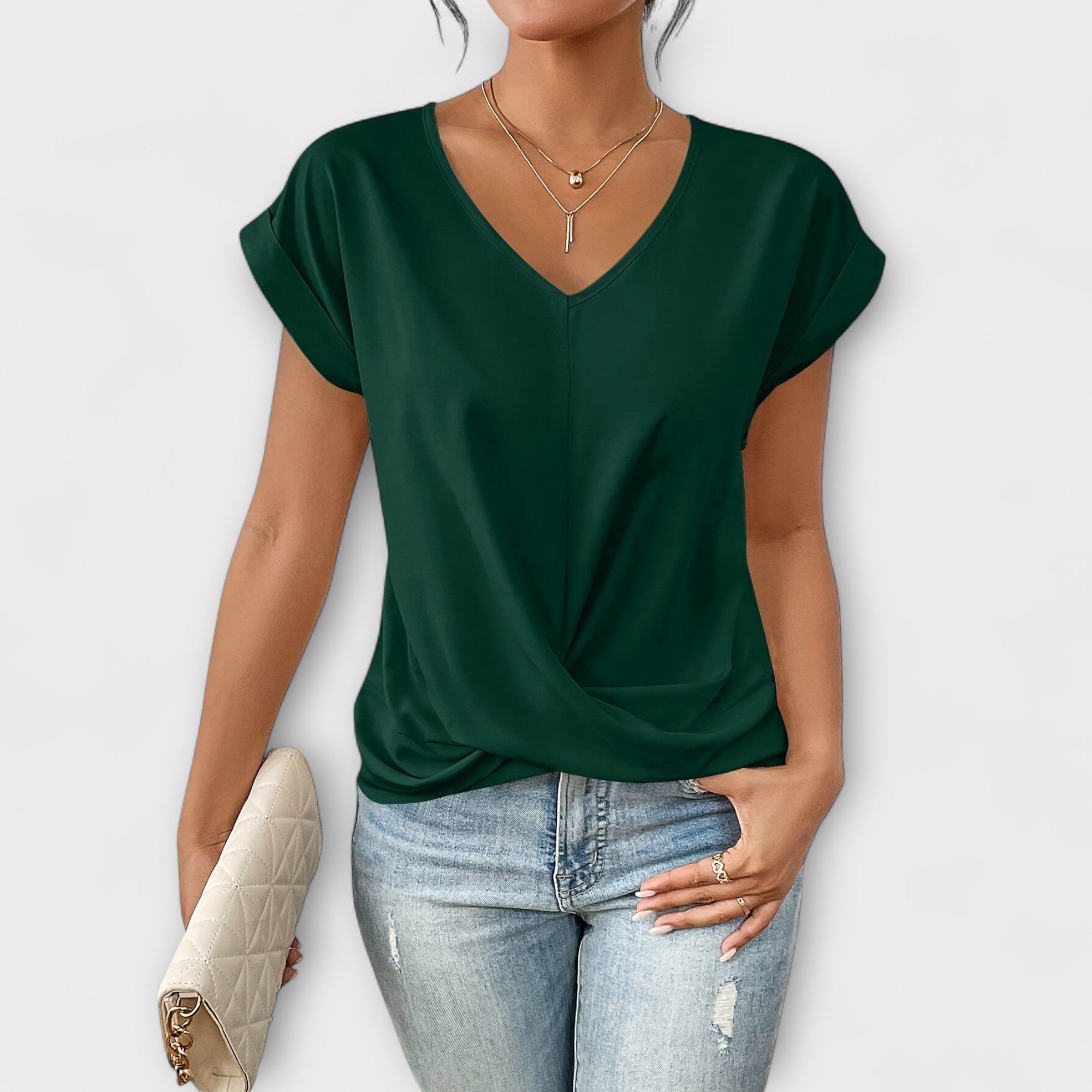 Clara | Women's Elegant V-Neck Top with Buttons