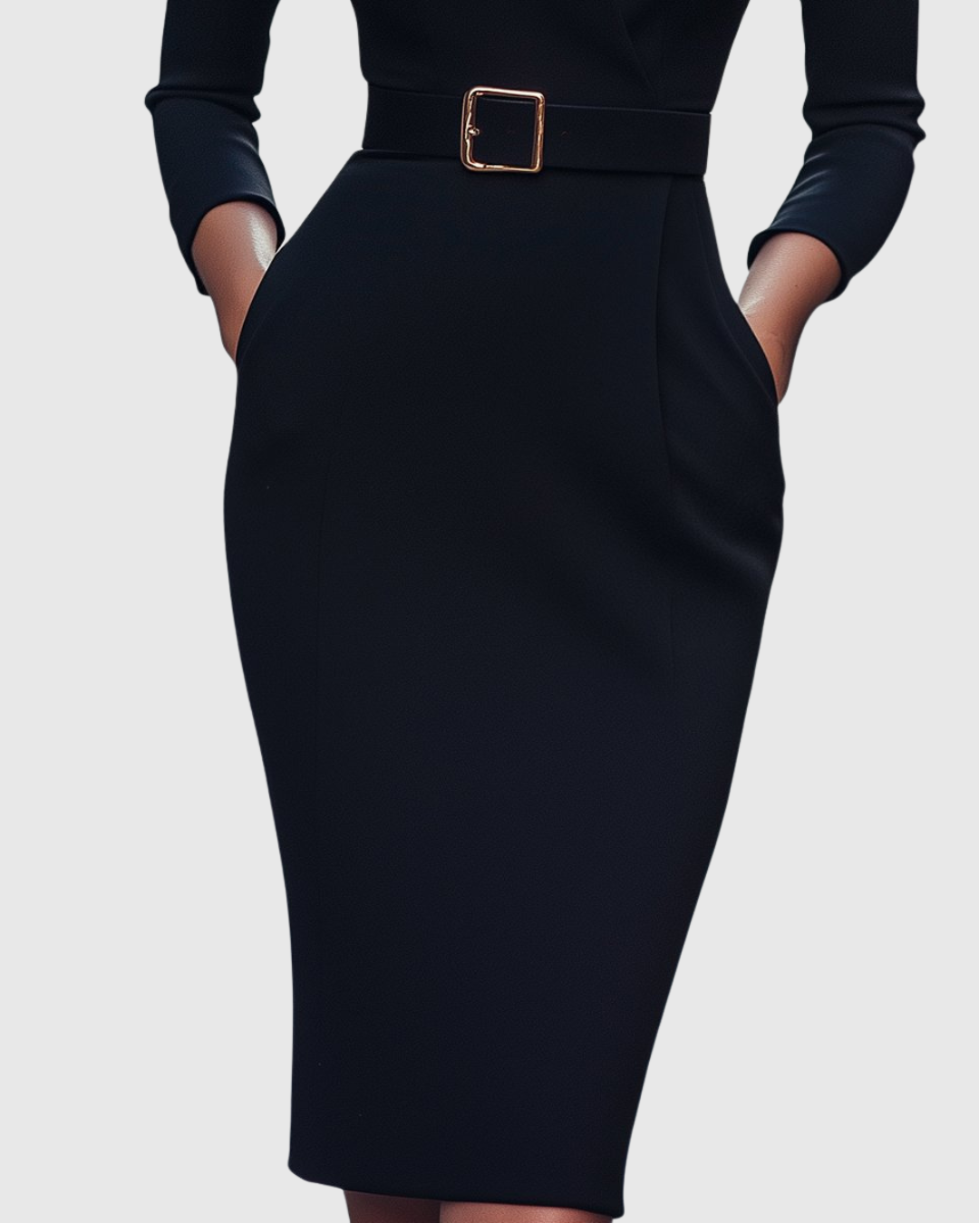 Sheila | Women's Midi Dress with Mock Wrap Neckline
