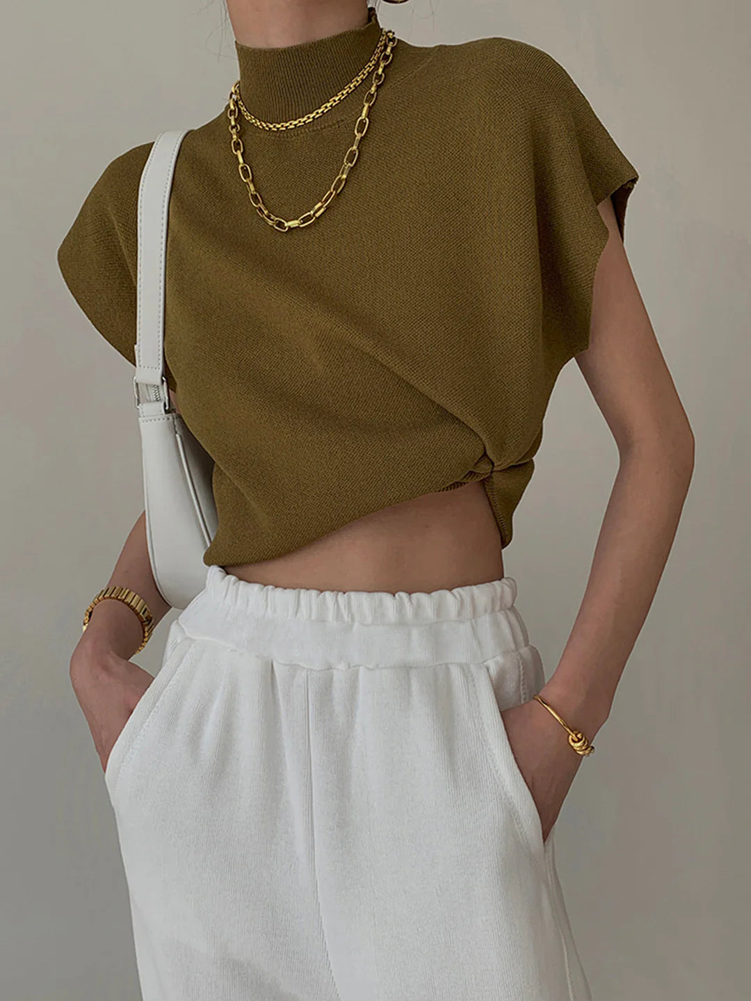 Nellie | Women's Mock Neck Short Sleeve Top