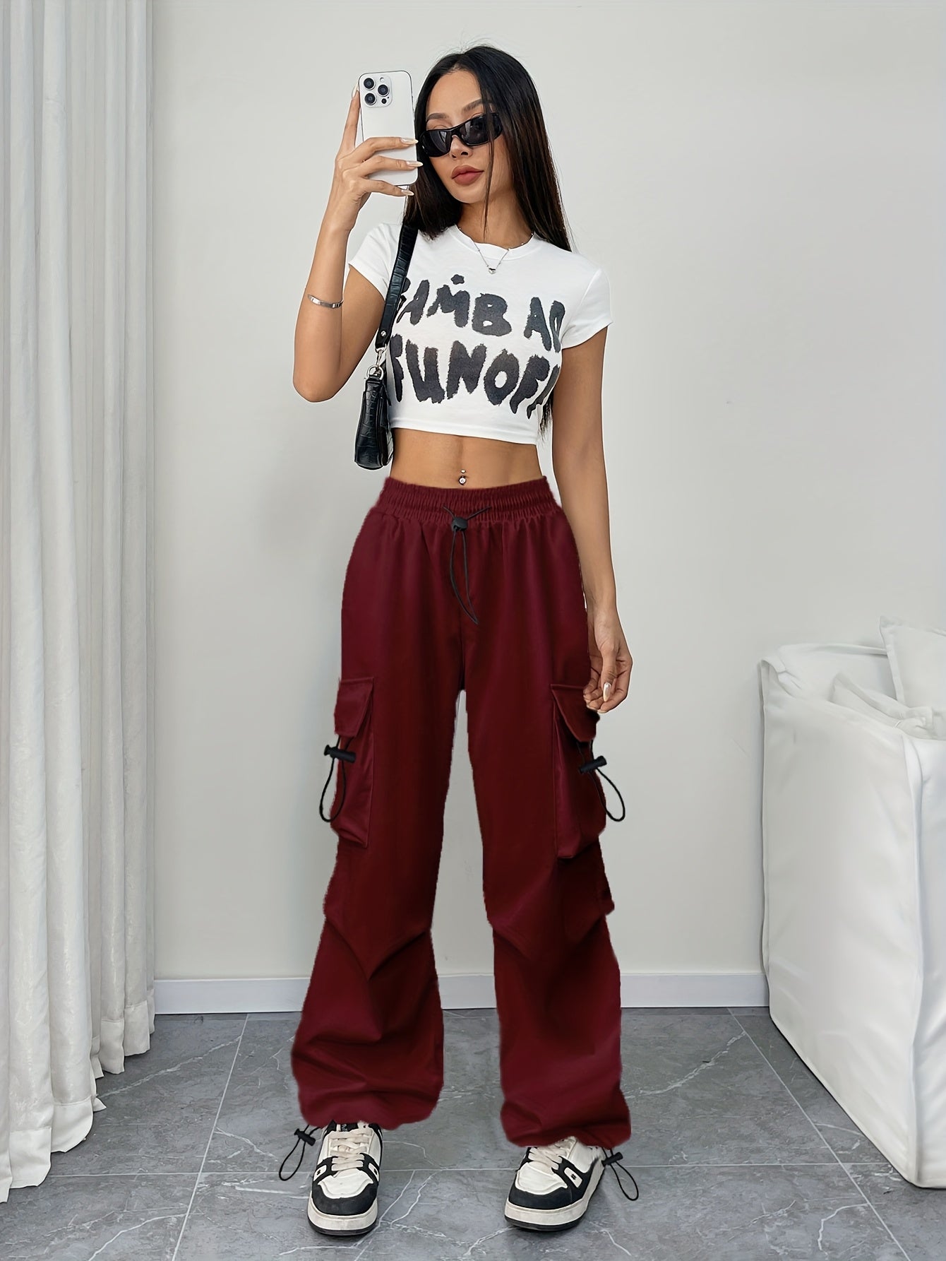 Violet | Women's Wide Leg Cargo Pocket Pants