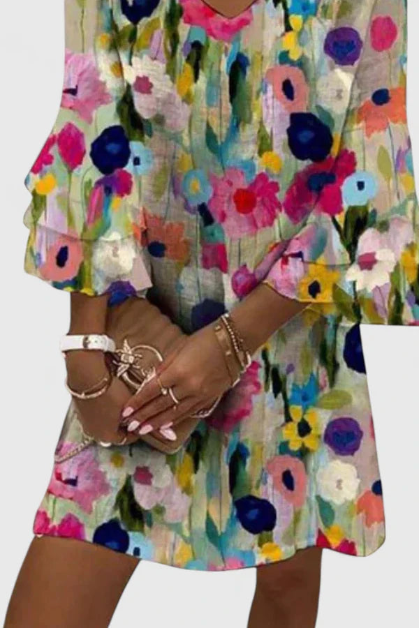 Ella | Women's Floral V-Neck Mini Dress