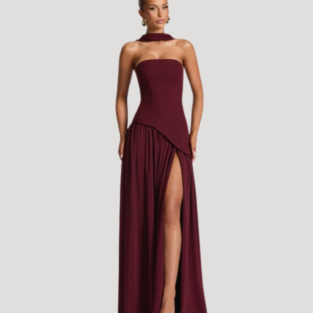 Maureen | Women's Formal Strapless Pleated Maxi Dress