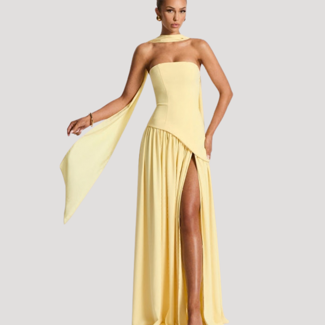 Maureen | Women's Formal Strapless Pleated Maxi Dress