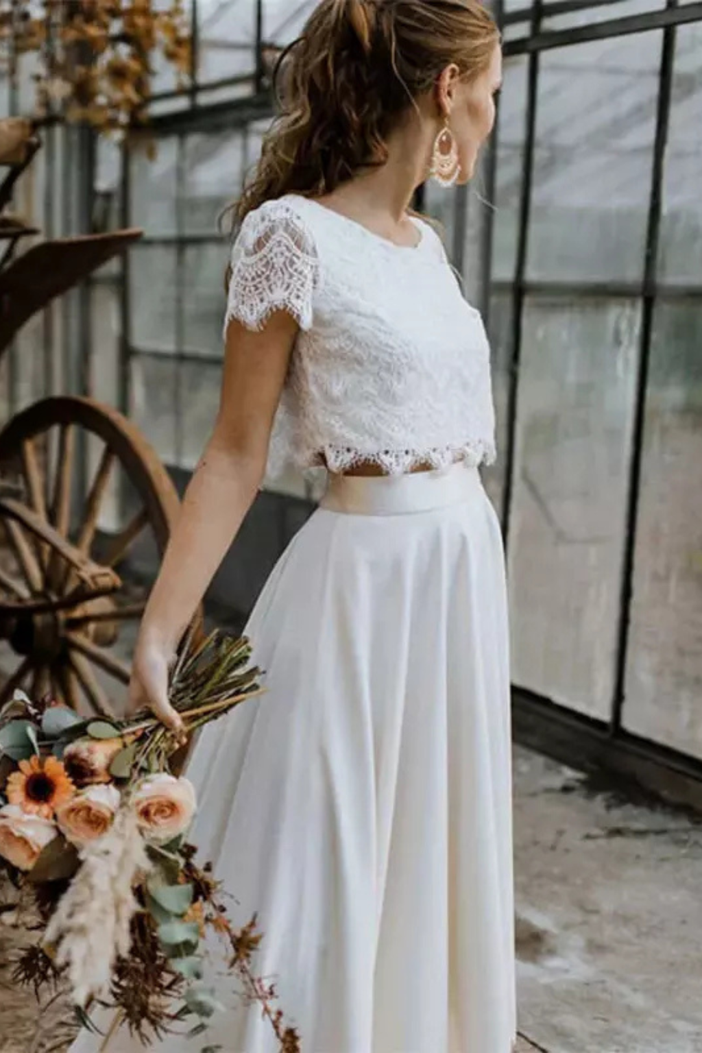 Trisha | Women's Lace Crop Top Maxi Skirt Set