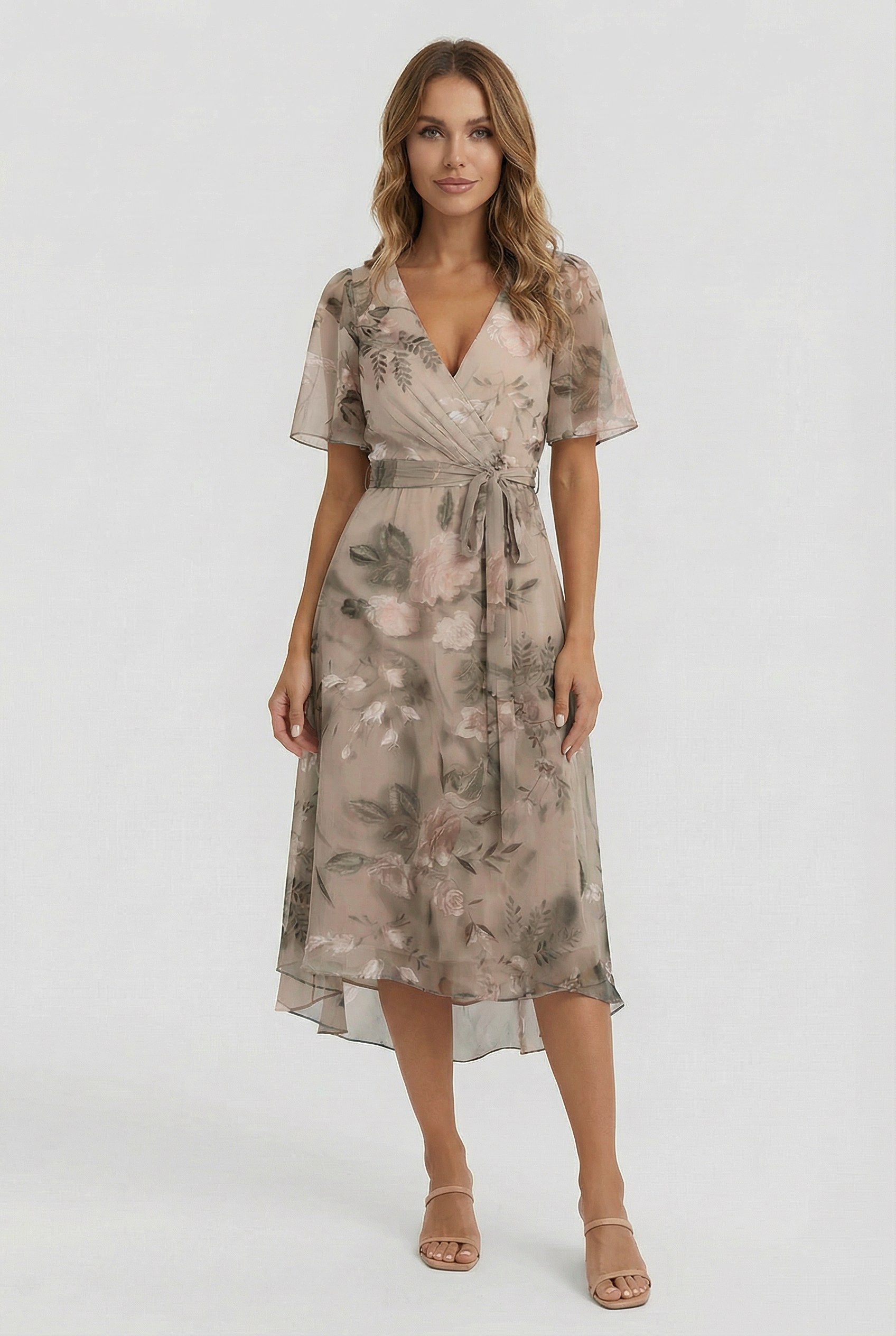Ella | Women's Linen Floral Midi Dress