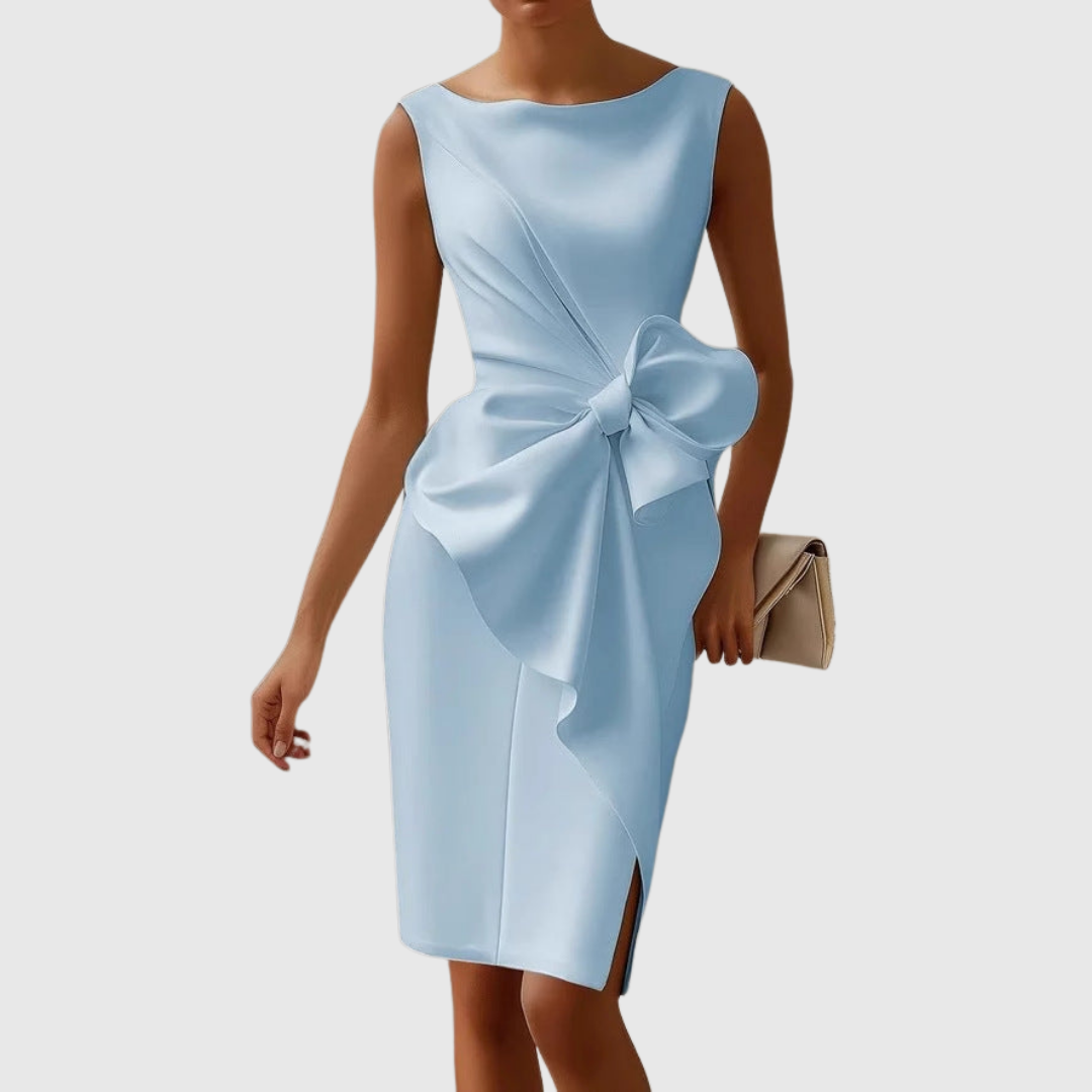 Ella | Women's Midi Dress with Side Bow Detail