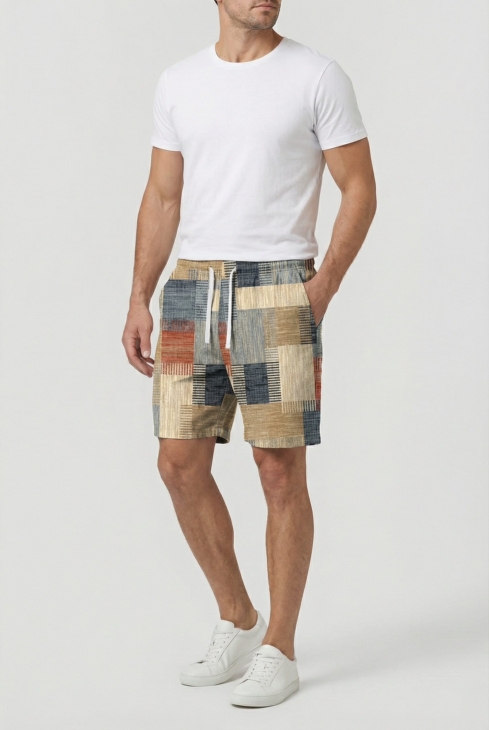 Shawn | Men's Board Shorts Plaid Color Block Design