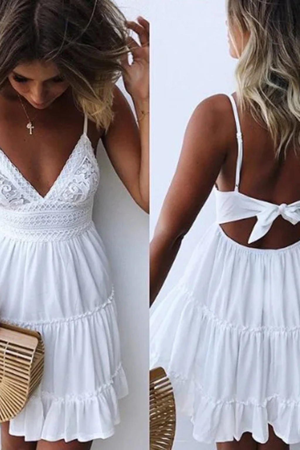 Freja | Women's Lace Spaghetti Strap Midi Dress