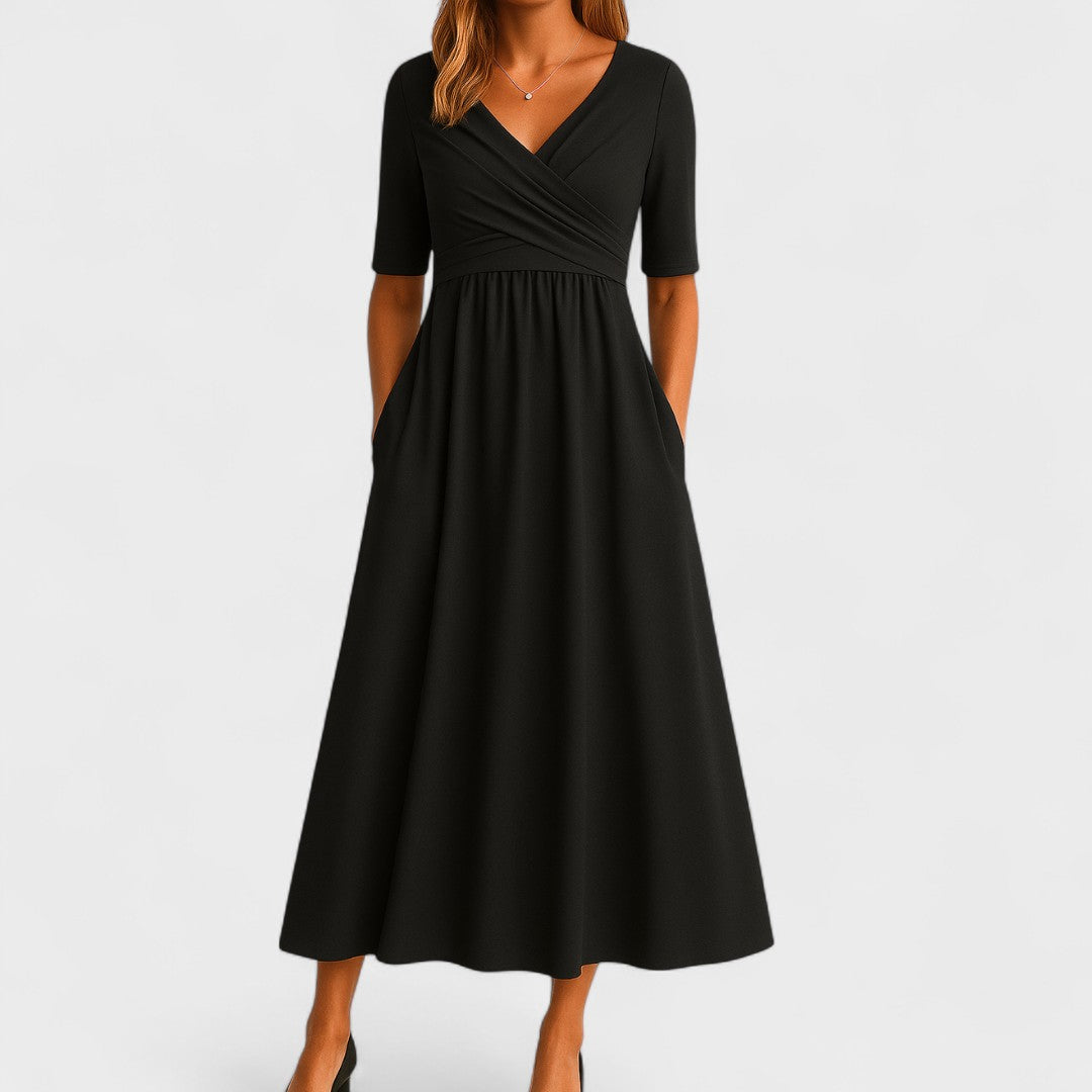 Ivy | Women's Elegant Midi Dress with Pockets