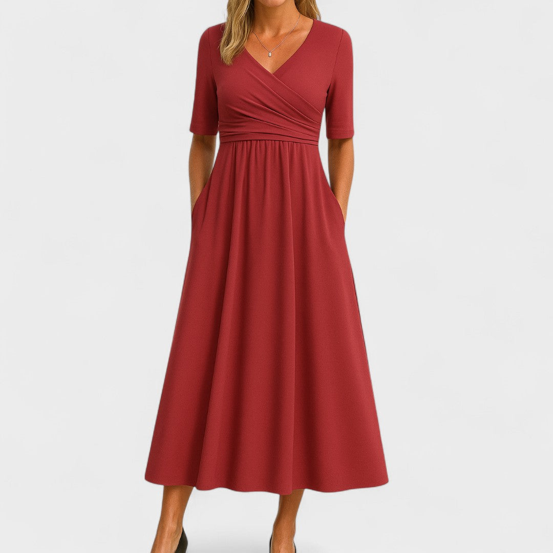Ivy | Women's Elegant Midi Dress with Pockets