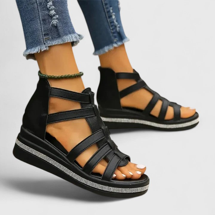 Megan | Women's Orthopedic Wedge Sandals with Rhinestones