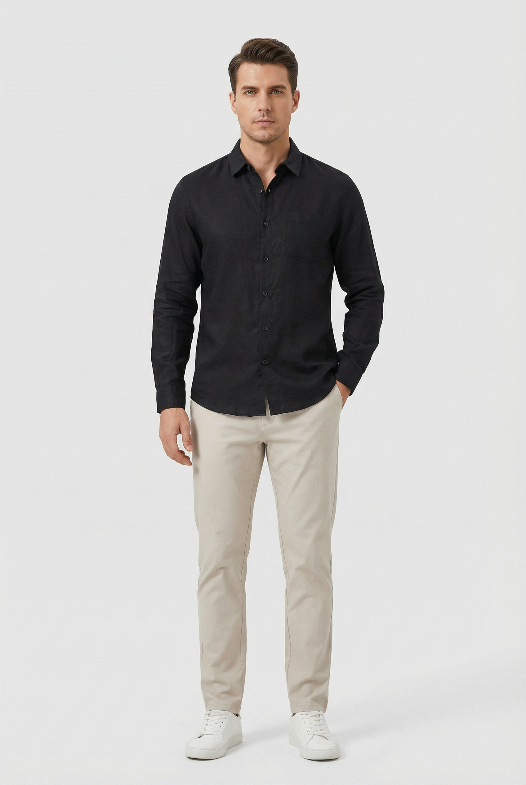 Jonathan | Men's Linen Long Sleeve Relaxed Shirt