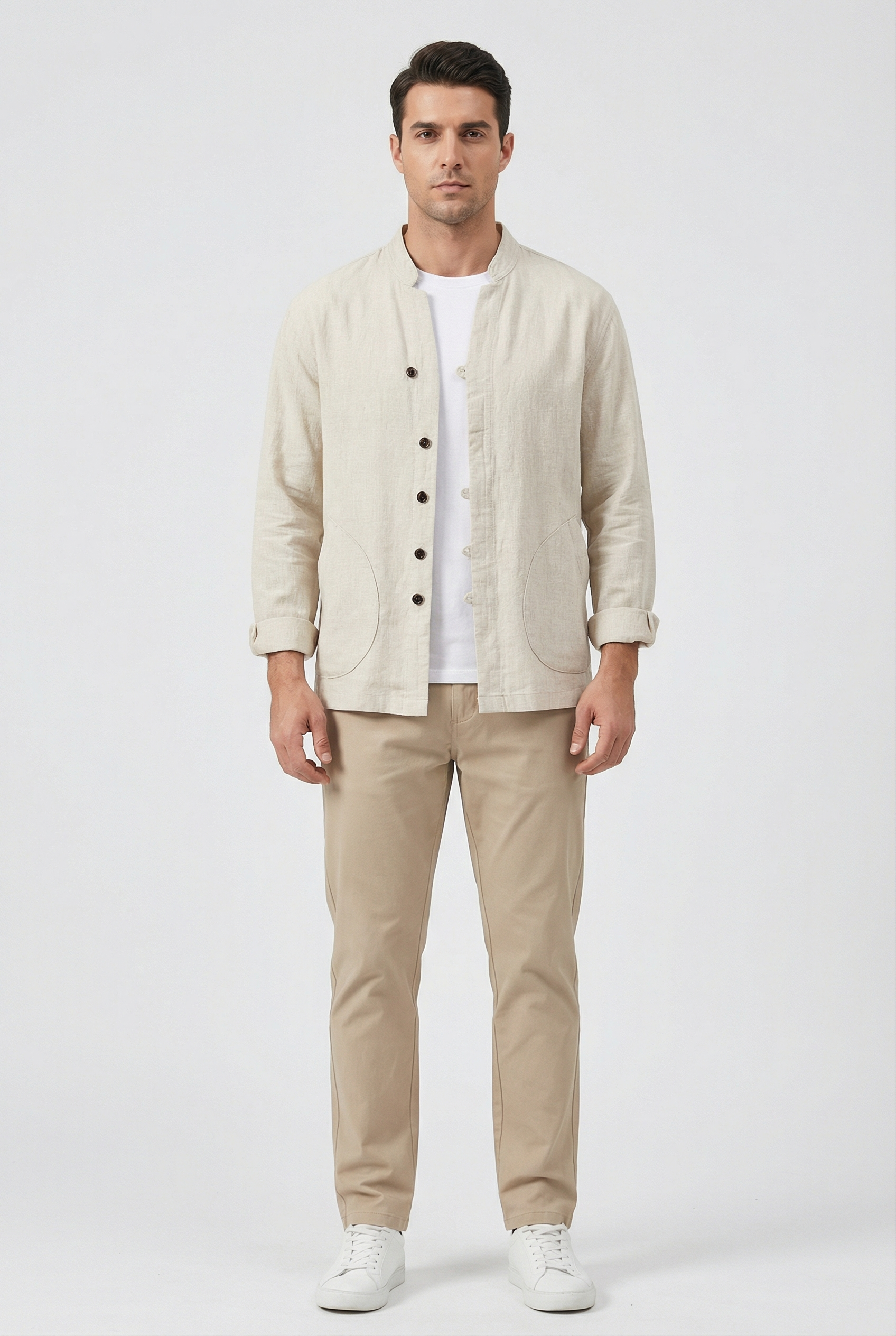 Isaac | Men's Linen Long Sleeve Shirt Jacket