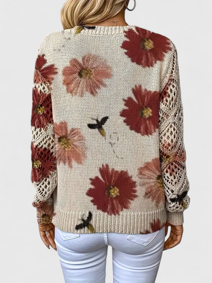 Lila | Women's Floral Knit Cardigan with V Neckline