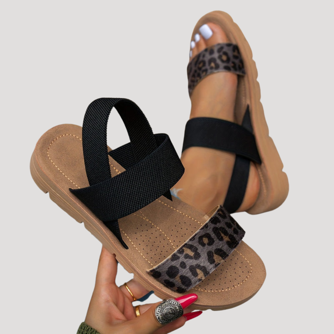Amelia | Women's Leopard Print Cross Strap Sandals