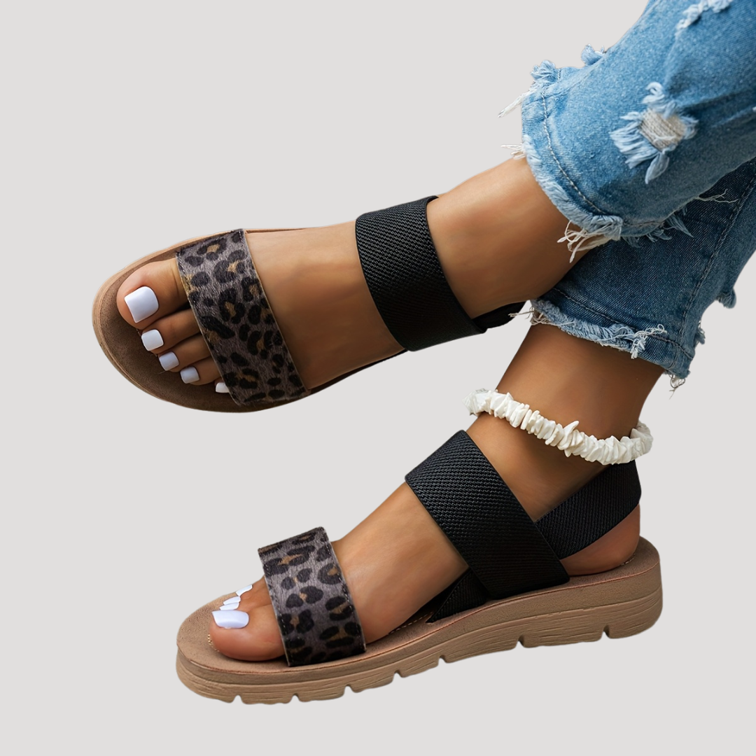 Amelia | Women's Leopard Print Cross Strap Sandals