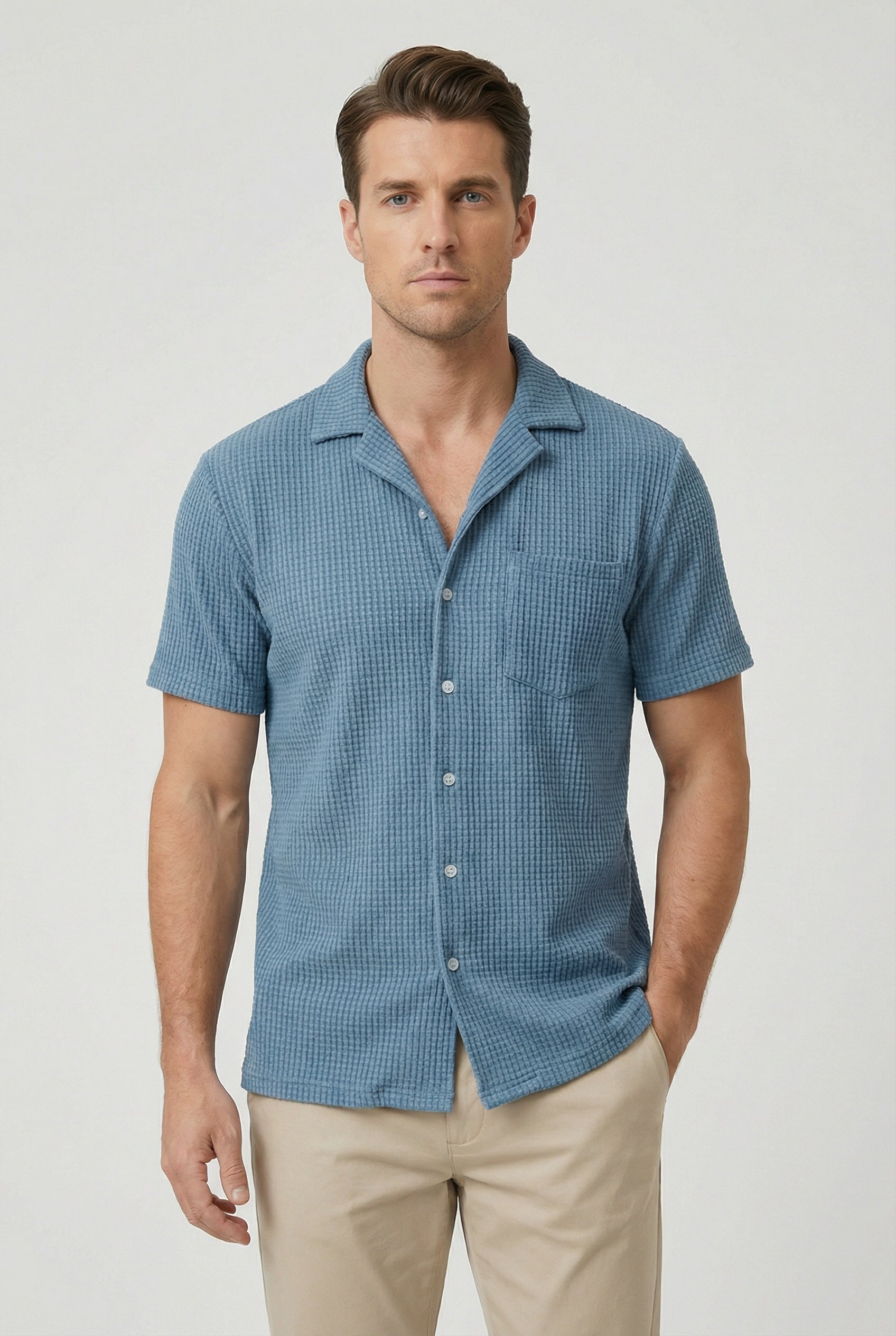 Connor | Men's Casual Waffle Textured Button Shirt
