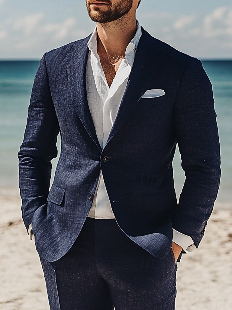 Nathan | Men's Linen Suit with Notch Lapel