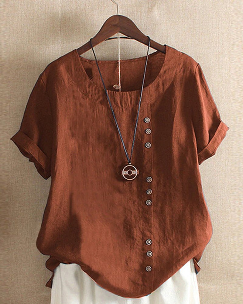 Penny | Women's Casual Button Detail Linen Blouse