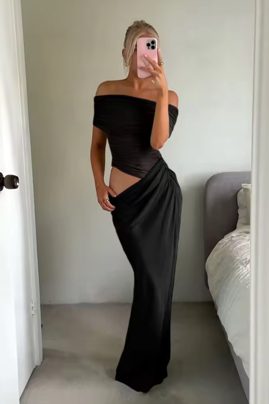 Rhea | Women's Off-Shoulder Ruched Maxi Dress